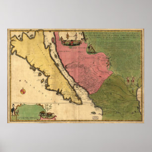 1720 Map of California as an island Poster