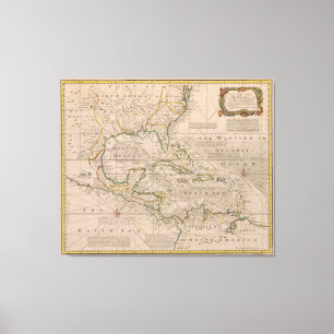 1720 Map of the West Indies by Emanuel Bowen Canvas Print