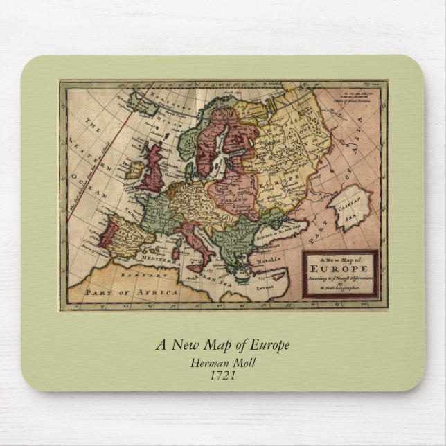 1721 Map of Europe Mouse Mat (Front)