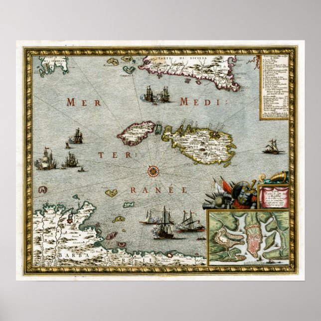 1723 Malta Map Poster (Front)