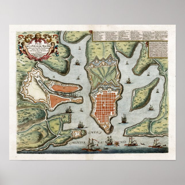 1725 Malta Map Poster (Front)