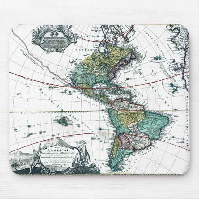 1725 South and North America Map Mouse Mat (Front)