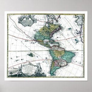 1725 South and North America Map Poster