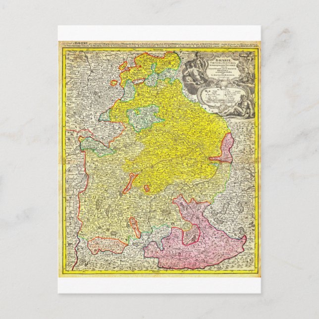 1728 Homann Map of Bavaria Germany Geographicus Postcard (Front)
