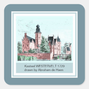 1729 A. de Haen Dutch Kasteel WESTERVELT Square Sticker