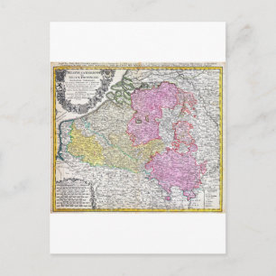 1730 Homann Heirs Map of Belgium and Luxembourg Postcard