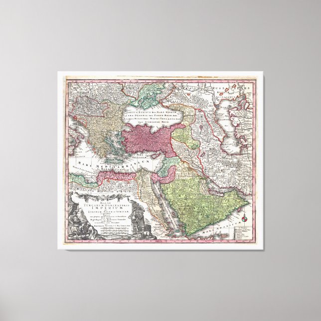 1730 Seutter Map of Turkey (Ottoman Empire) Canvas Print (Front)