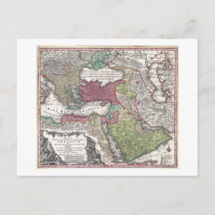 1730 Seutter Map of Turkey (Ottoman Empire) Postcard