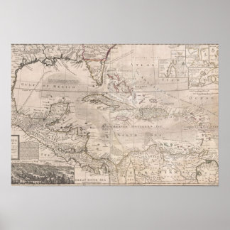 1732 English Chart of the Caribbean LARGE