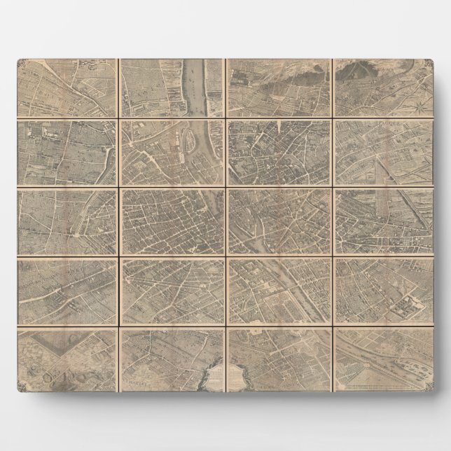 1739 Turgot View and Map of Paris France Bretez Plaque (Front)
