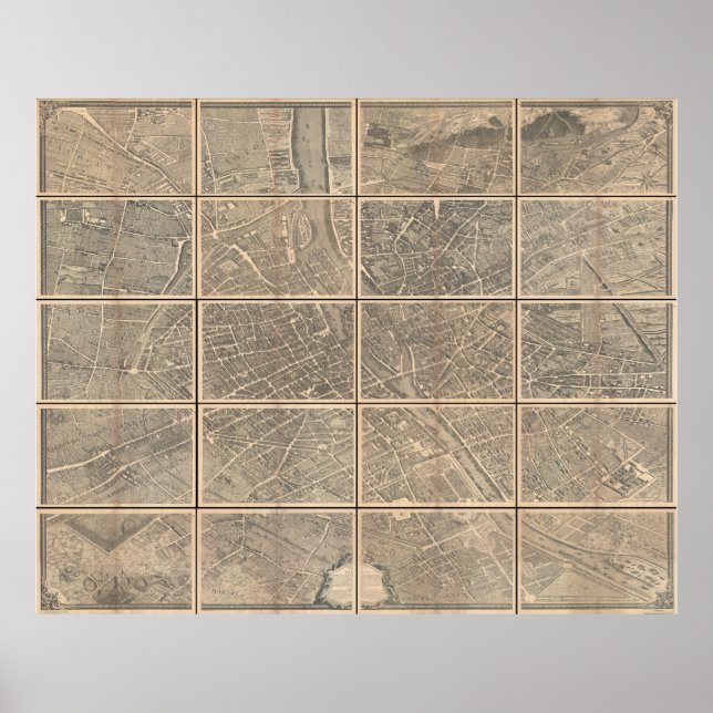 1739 Turgot View and Map of Paris France Bretez Poster (Front)