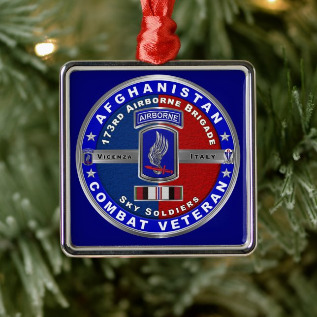 173rd Airborne Brigade Afghanistan Vet Christmas Metal Tree Decoration (Tree)