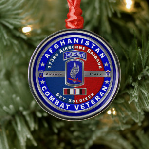 173rd Airborne Brigade Afghanistan Vet Christmas Metal Tree Decoration
