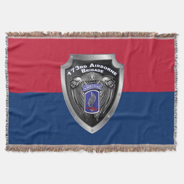 173rd Airborne Brigade Customised Shield Design Throw Blanket (Front)