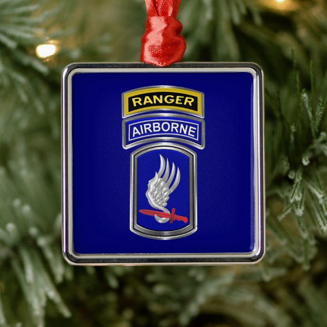 173rd Airborne Brigade Ranger Christmas Metal Tree Decoration (Tree)
