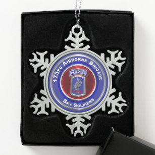 173rd Airborne Brigade  Snowflake Pewter Christmas Ornament