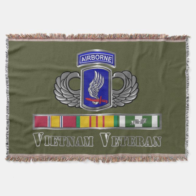 173rd Airborne Brigade Vietnam Veteran Throw Blanket (Front)