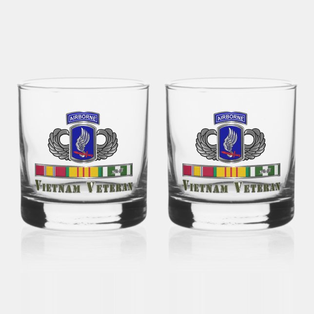 173rd Airborne Brigade Vietnam Veteran  Whiskey Glass (Front)