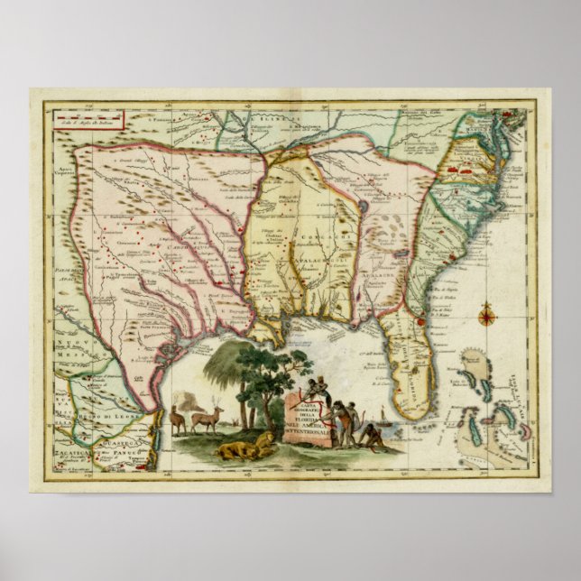 1740 Florida Map Poster (Front)