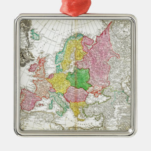 1743 Homann Heirs Haas Map of Europe Geographi Metal Tree Decoration