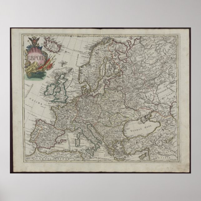 1745 Russian Academy Map of Europe Poster (Front)