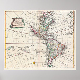 1747 Bowen Map of North America and South America Poster