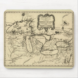 1755 Great Lakes and New France / Canada Map Mouse Mat
