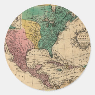 1763 North America Map Classic Round Sticker