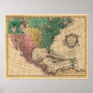 1763 North America Map Poster