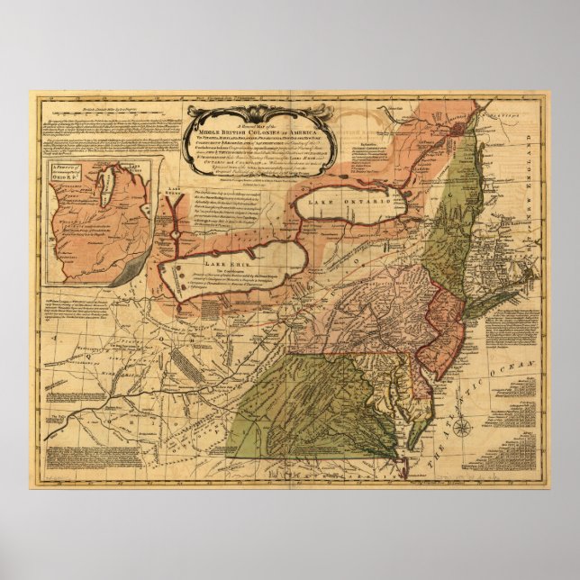1771 Map of the Middle Brittish Colonies (U.S.) Poster (Front)