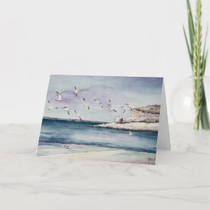 1774 Seagulls at Sandy Beach Birthday Card