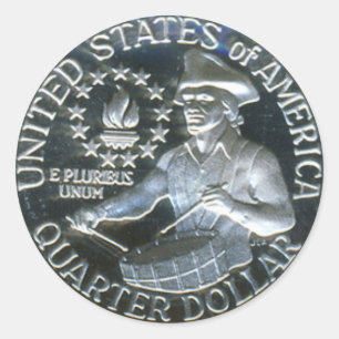 1776-1976 Bicentennial Drummer Boy Quarter Dollar Classic Round Sticker