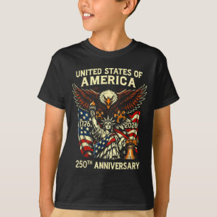 1776-2026 250th Anniversary USA Liberty Eagle Flag T-Shirt
