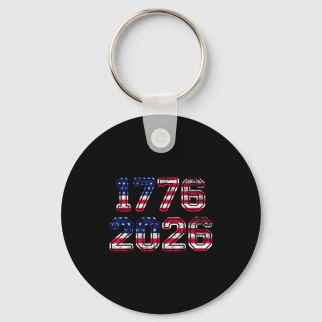 1776-2026 250th Birthday American Flag Eagle Shirt Key Ring (Front)