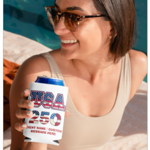 1776–2026 America Anniversary USA 250 Patriotic Can Cooler