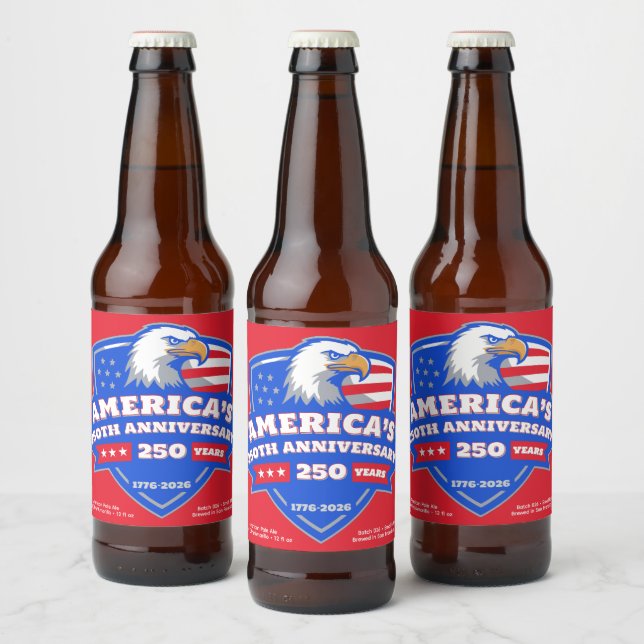 1776–2026 Eagle Shield • Custom Homebrew Label USA (Bottles)