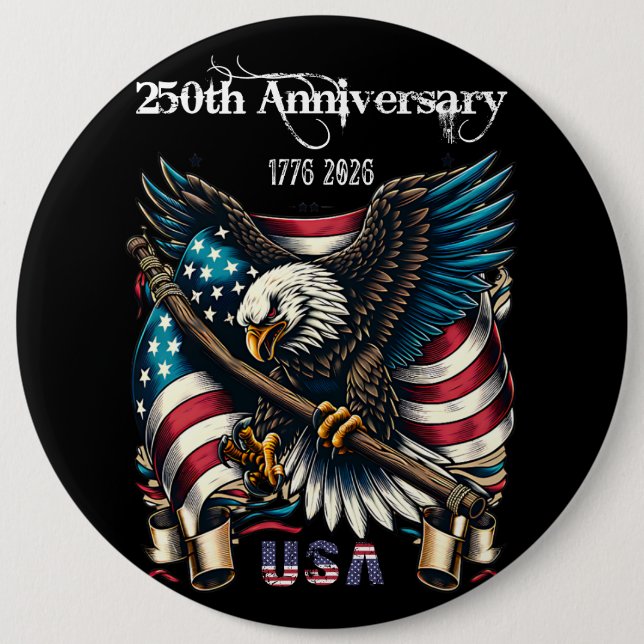 1776 2026 Happy Anniversary America 6 Cm Round Badge (Front)
