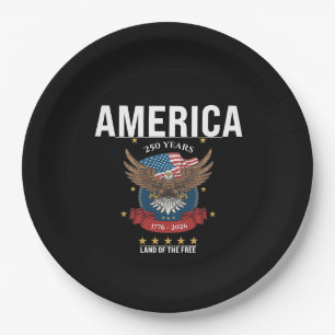 1776 2026 Patriotic Bald Eagle Flag 250 Years Paper Plate