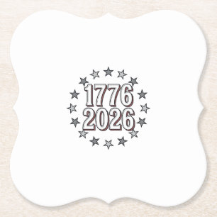 1776 2026 Patriotic Stars Vintage Vector Design_1 Paper Coaster
