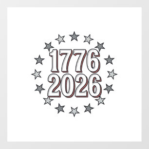 1776 2026 Patriotic Stars Vintage Vector Design_1 Window Cling