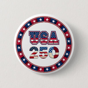 1776–2026 Patriotic USA 250th Anniversary 6 Cm Round Badge