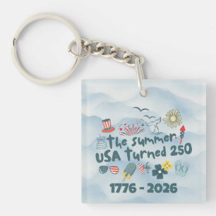 1776 - 2026 Retro 250th Anniversary 4th Of July Key Ring