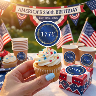 1776 America 250th Birthday Semiquincentennial Classic Round Sticker