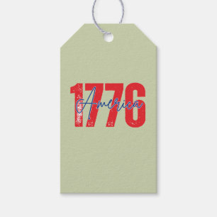 '1776 America' 250th Soft Sage Green 4th of July Gift Tags