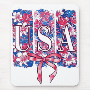 1776 America 4th of July USA Floral Flowers Mouse Mat