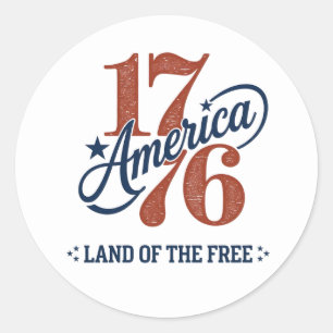 1776 America Emblem • Land of the Free Classic Round Sticker