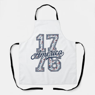 1776 America Floral Patriotic Vintage Vector Desig Apron