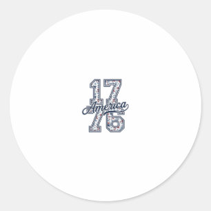 1776 America Floral Patriotic Vintage Vector Desig Classic Round Sticker