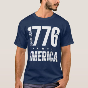 1776 America historical freedom white typography T-Shirt