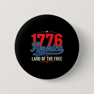 1776 America Land Of The Free Vintage Patriotic 6 Cm Round Badge